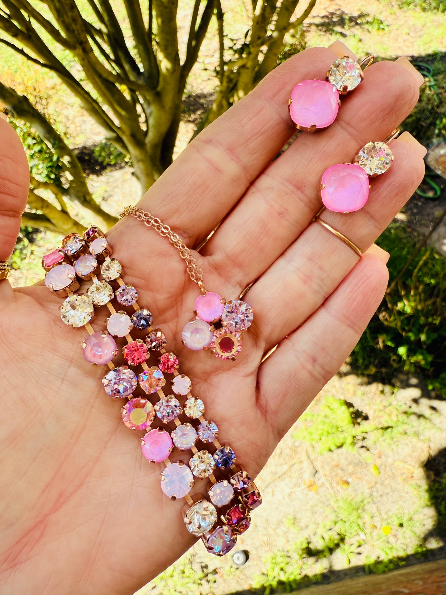 Melissa Clover Crystal Pendant Necklace