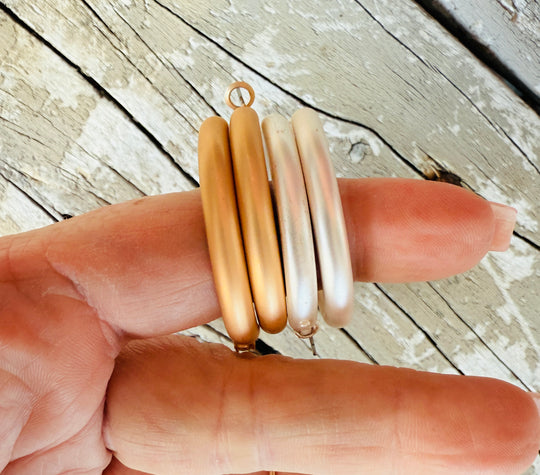 Betsy Hoop Earrings-Matte Gold and Matte Silver - Shabby To Chic Jewelry