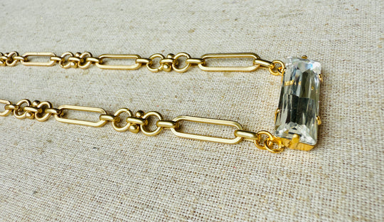 Mallory • Crystal Bar Necklace • Gold • Necklace
