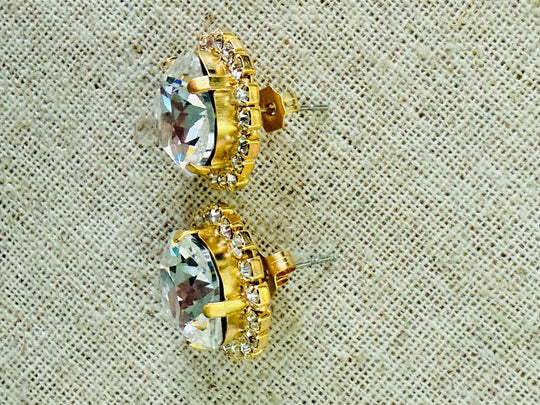 Marleigh Square Cut Crystal Halo Framed Earrings - Shabby To Chic Jewelry