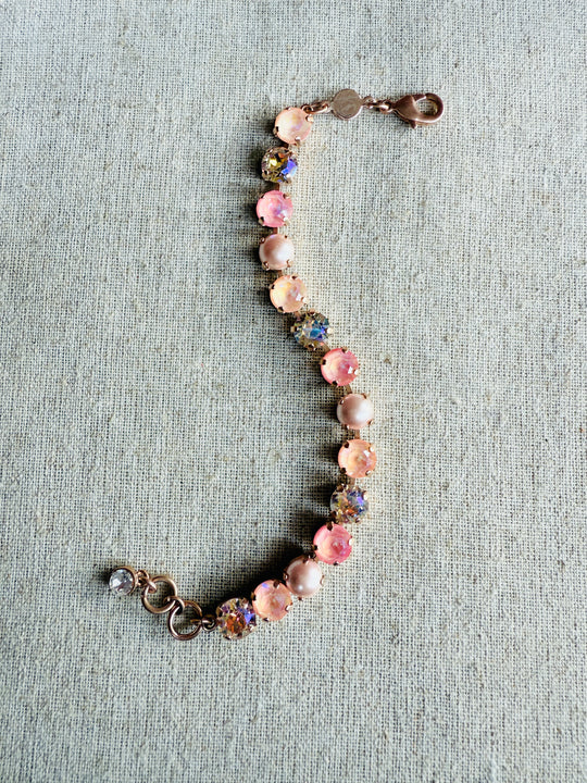 Talia Peach Rose Gold Tennis Crystal Bracelet