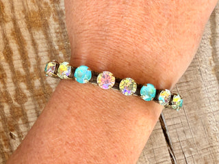 Elena Antique Gold Green Crystal Cuff Bracelet - Shabby To Chic Jewelry