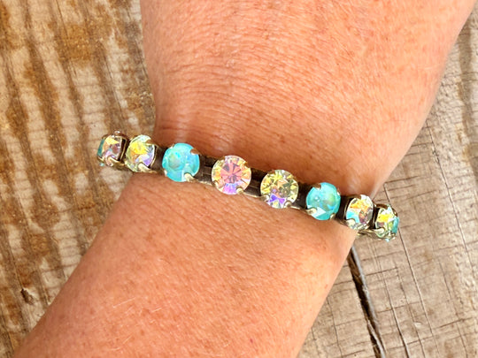 Elena Antique Gold Green Crystal Cuff Bracelet - Shabby To Chic Jewelry