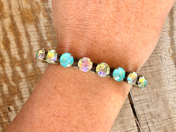 Elena Antique Gold Green Crystal Cuff Bracelet - Shabby To Chic Jewelry