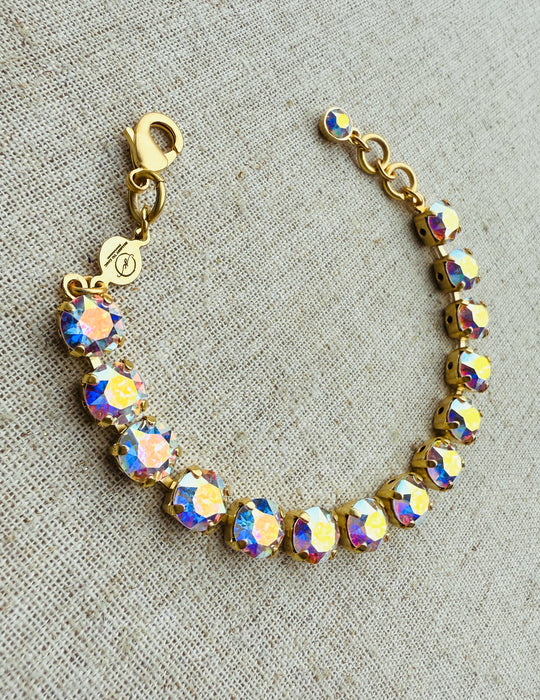 Caroline Matte Gold Crystal Tennis Bracelet - Shabby To Chic Jewelry