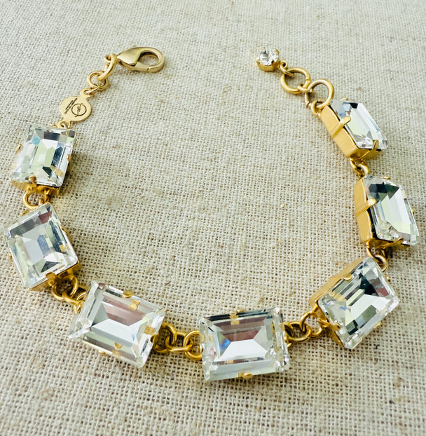 Ava Rectangle Cut Crystal Tennis Bracelet - Shabby To Chic Jewelry