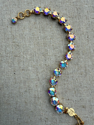 Caroline Matte Gold Crystal Tennis Bracelet - Shabby To Chic Jewelry