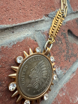 Gretchen Indian Pendant Crystal Necklace - Shabby To Chic Jewelry
