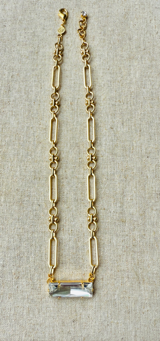 Mallory • Crystal Bar Necklace • Gold • Necklace