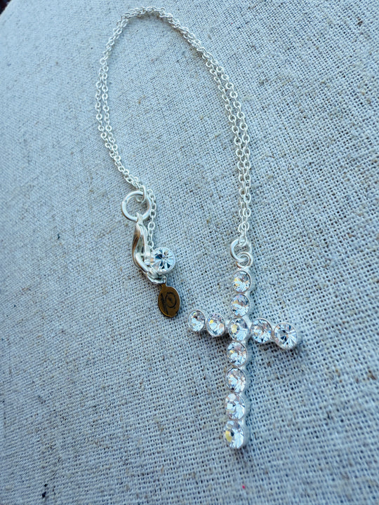 Susie Crystal Cross Pendant Necklace - Shabby To Chic Jewelry