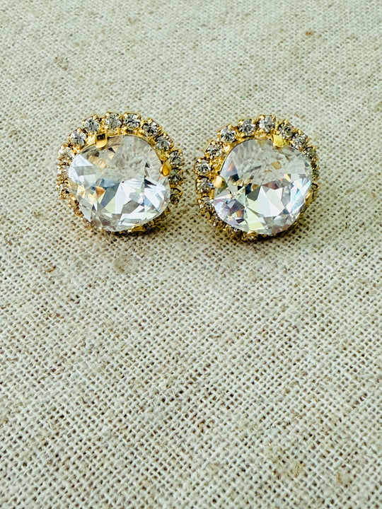 Marleigh Square Cut Crystal Halo Framed Earrings - Shabby To Chic Jewelry