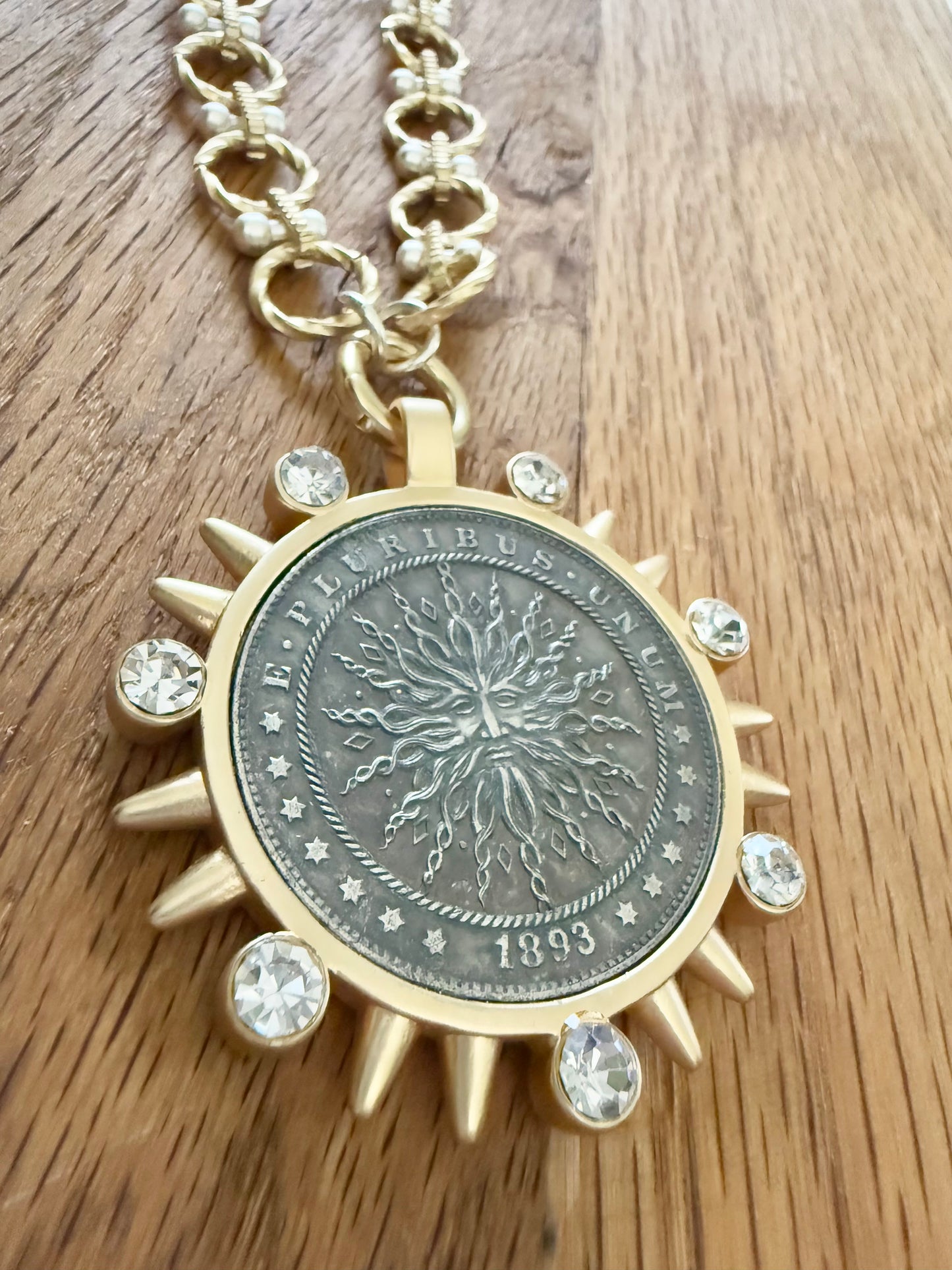 Leslie Sun Pendant Coin Necklace - Shabby To Chic Jewelry