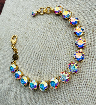 Caroline Matte Gold Crystal Tennis Bracelet - Shabby To Chic Jewelry