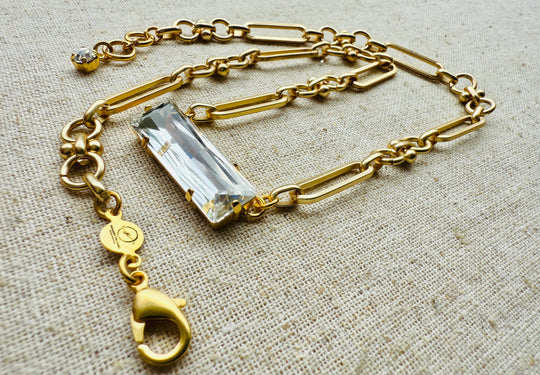 Mallory • Crystal Bar Necklace • Gold • Necklace