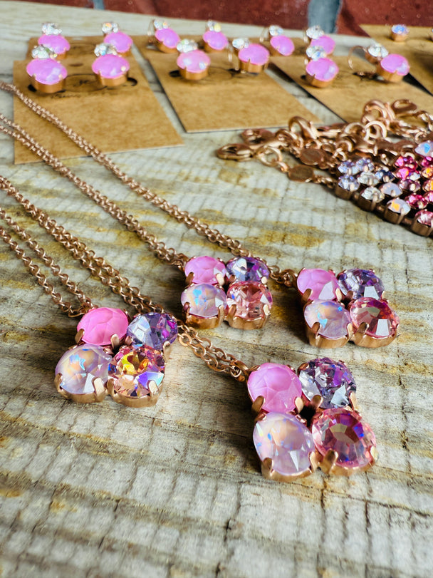 Melissa Clover Crystal Pendant Necklace