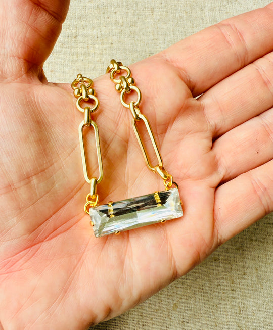 Mallory • Crystal Bar Necklace • Gold • Necklace