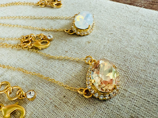 Hillary • Crystal Framed • Oval Pendant Necklace