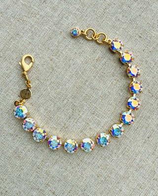 Caroline Matte Gold Crystal Tennis Bracelet - Shabby To Chic Jewelry