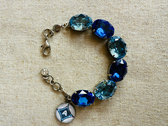 Aynor Blue Jackets Oval Crystal Tennis Bracelet
