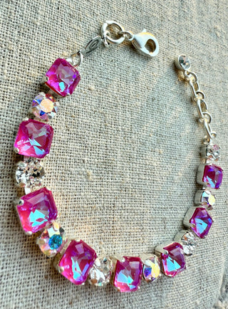Judy Square Cut Crystal Tennis Bracelet - Shabby To Chic Jewelry