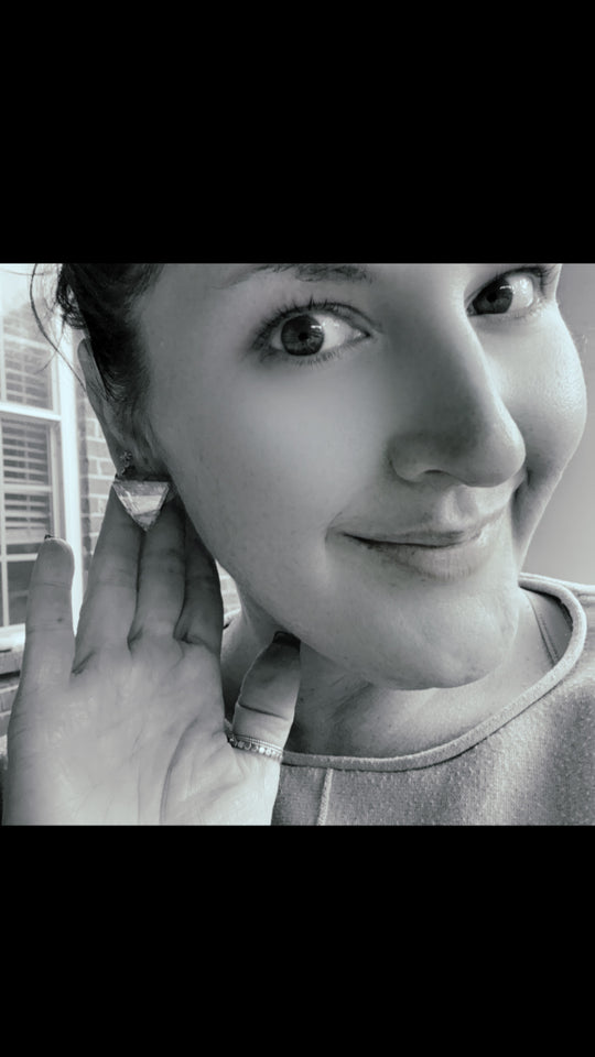 Tracy Gold Triangle Geometric Stud Crystal Earrings - Shabby To Chic Jewelry