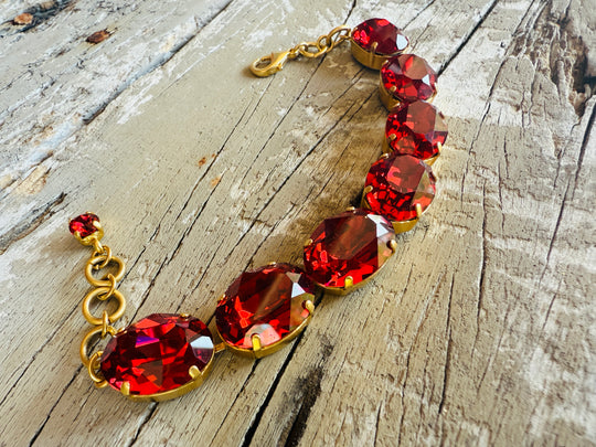 Ruby Oval Crystal Tennis Bracelet - Shabby To Chic Jewelry
