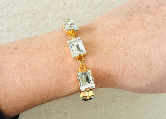 Ava Rectangle Cut Crystal Tennis Bracelet - Shabby To Chic Jewelry