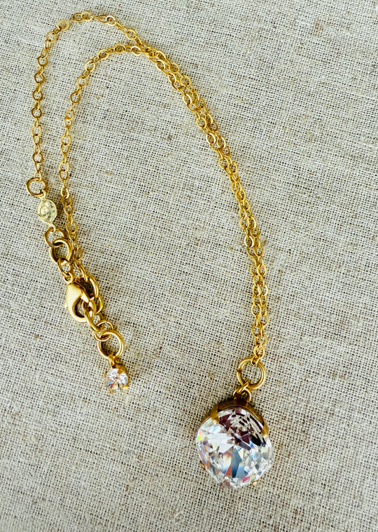 Macy Crystal Pendant Necklace Gold - Shabby To Chic Jewelry