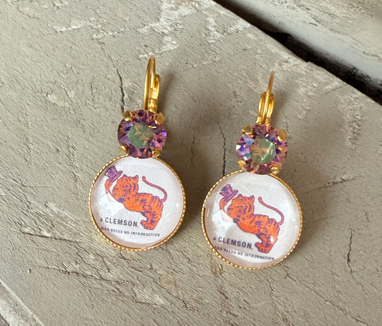 Clemson Tiger Earrings - Shabby To Chic Jewelry
