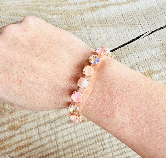 Talia Peach Rose Gold Tennis Crystal Bracelet