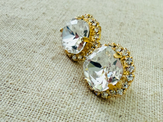 Marleigh Square Cut Crystal Halo Framed Earrings - Shabby To Chic Jewelry