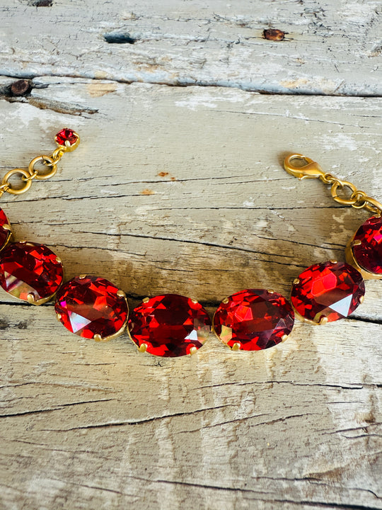 Ruby Oval Crystal Tennis Bracelet - Shabby To Chic Jewelry