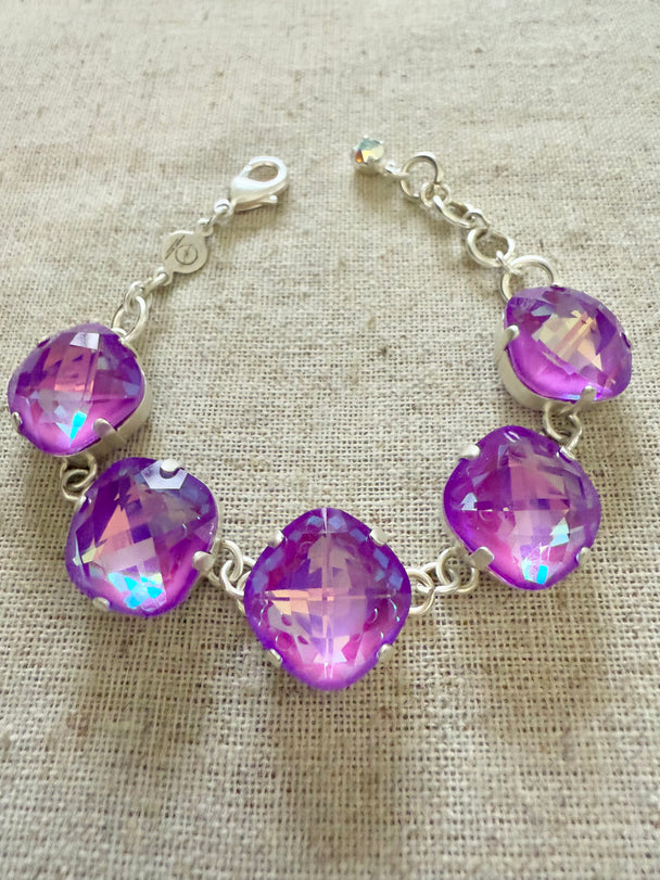 Sophia Purple Faceted Crystal Bracelet - Shabby To Chic Jewelry