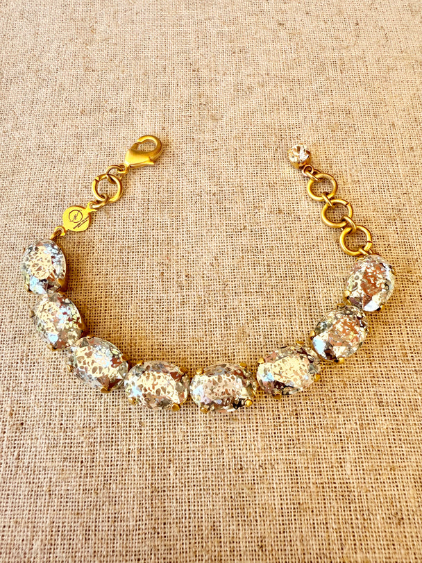 Amanda Patina Oval Cut Crystal Bracelet - Shabby To Chic Jewelry
