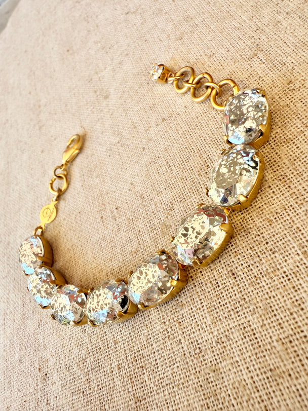 Amanda Patina Oval Cut Crystal Bracelet - Shabby To Chic Jewelry