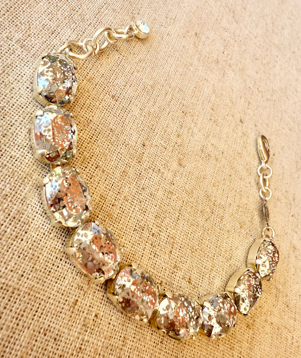 Amanda Patina Oval Cut Crystal Bracelet - Shabby To Chic Jewelry