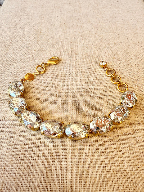 Amanda Patina Oval Cut Crystal Bracelet - Shabby To Chic Jewelry
