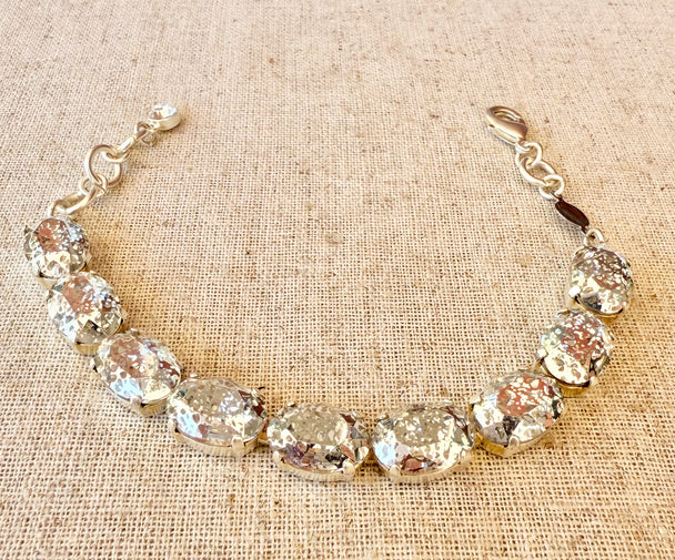 Amanda Patina Oval Cut Crystal Bracelet - Shabby To Chic Jewelry
