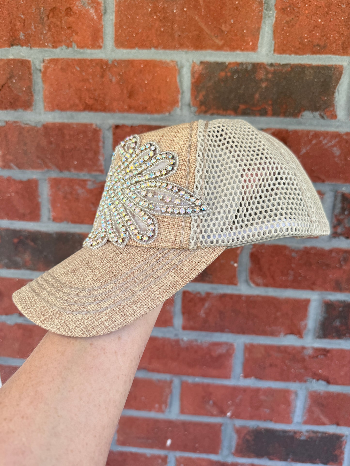 Iris Crystal Embellished Fashion Baseball Hat