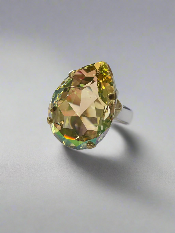 Destiny Pear Crystal Cocktail Ring