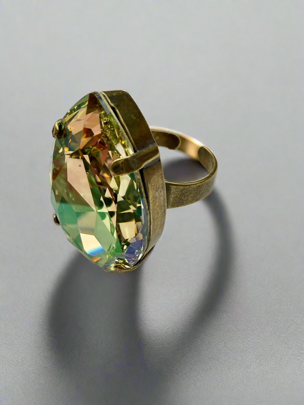 Destiny Pear Crystal Cocktail Ring