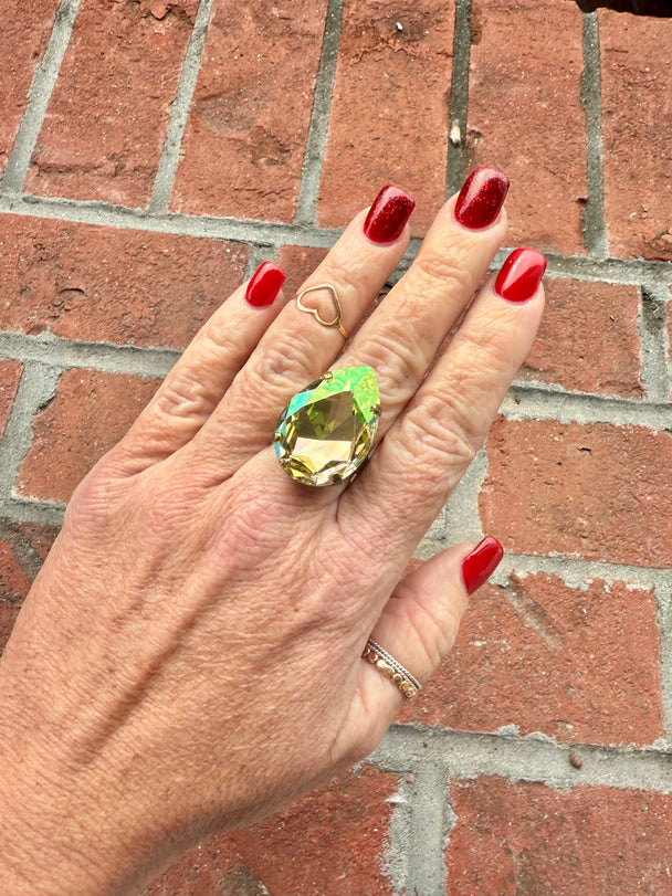 Destiny Pear Crystal Cocktail Ring