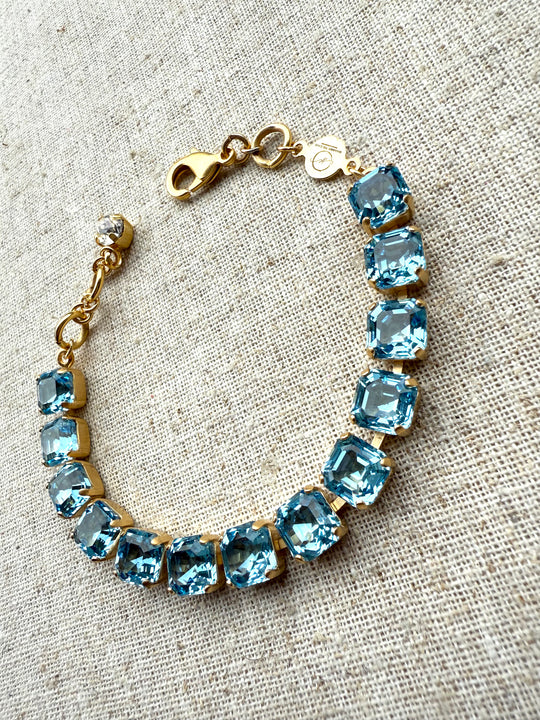 Skye Square Cut Light Sapphire Crystal Bracelet - Shabby To Chic Jewelry