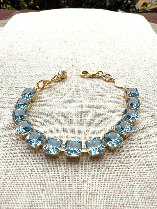 Skye Square Cut Light Sapphire Crystal Bracelet - Shabby To Chic Jewelry