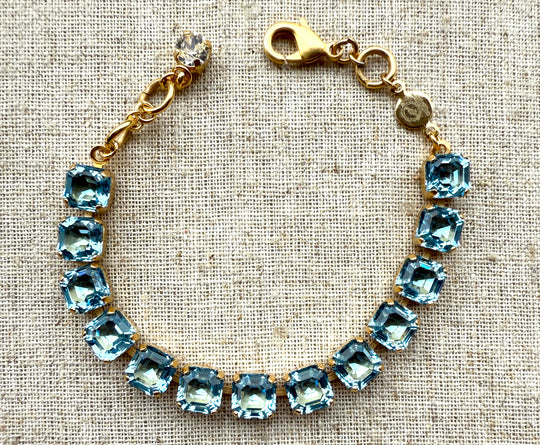 Skye Square Cut Light Sapphire Crystal Bracelet - Shabby To Chic Jewelry