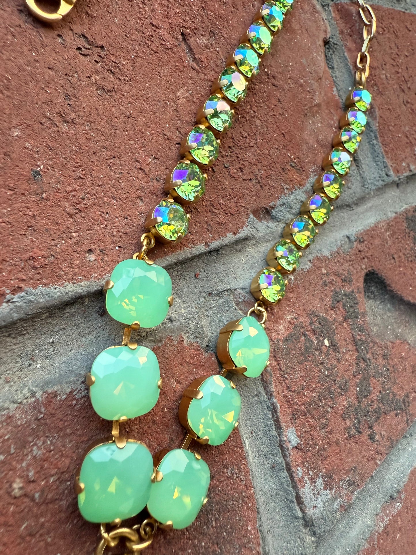 Jade Liberty Coin Pendant Crystal Necklace - Shabby To Chic Jewelry