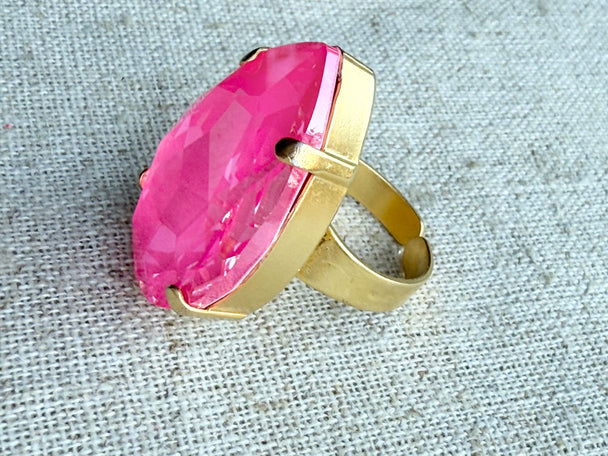 Jill  Pear Crystal Cocktail Ring