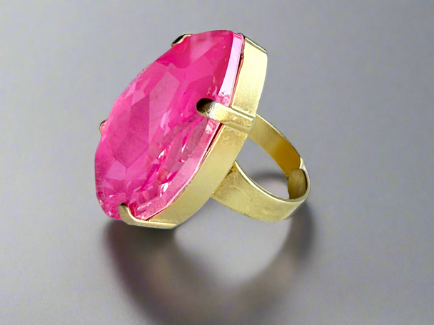 Jill  Pear Crystal Cocktail Ring