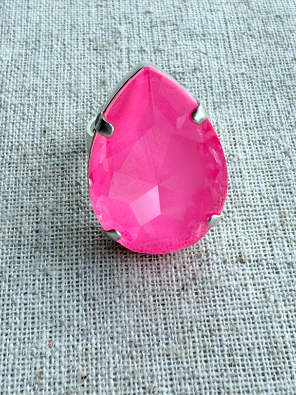 Jill  Pear Crystal Cocktail Ring
