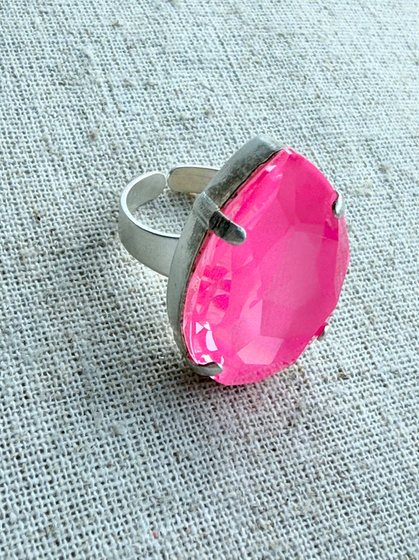 Jill  Pear Crystal Cocktail Ring